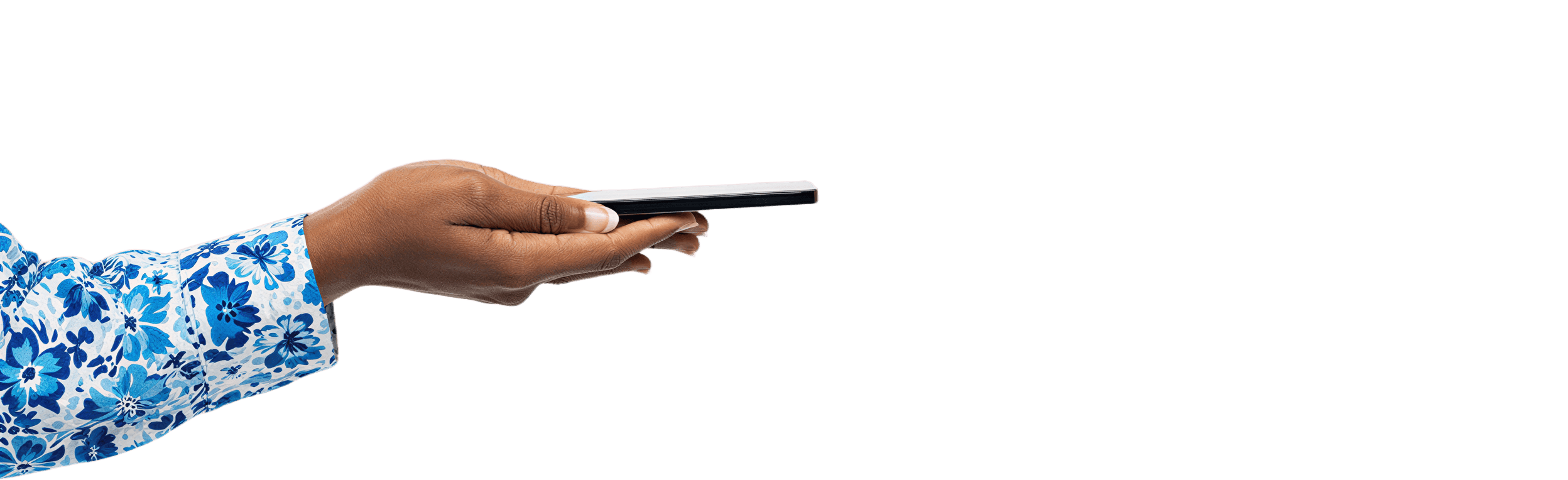 Mão esquerda segurando celular